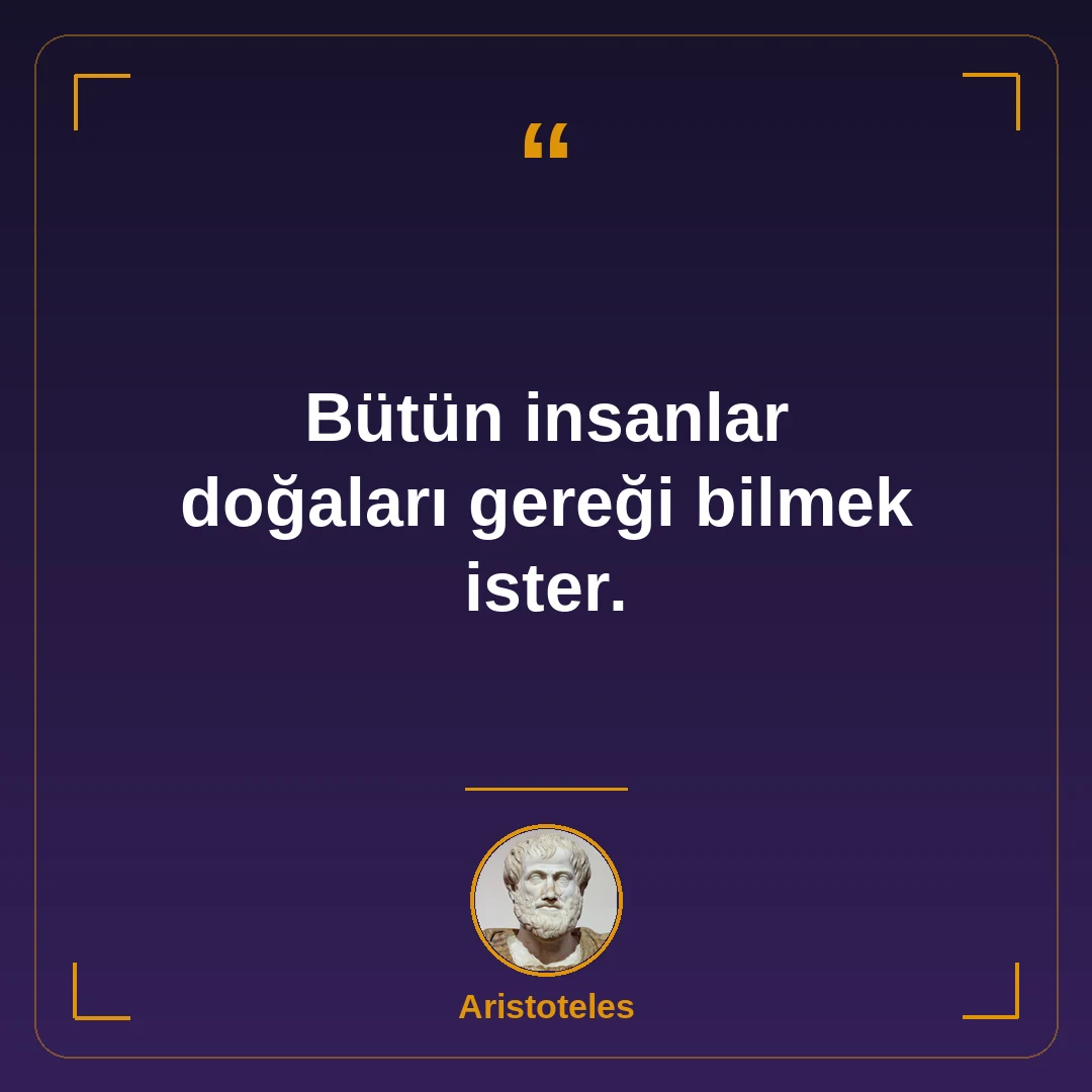 Bütün insanlar doğaları gereği bilmek ister.