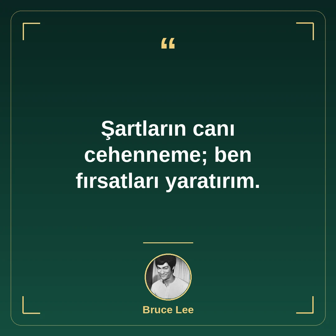 Şartların canı cehenneme; ben fırsatları yaratırım.
