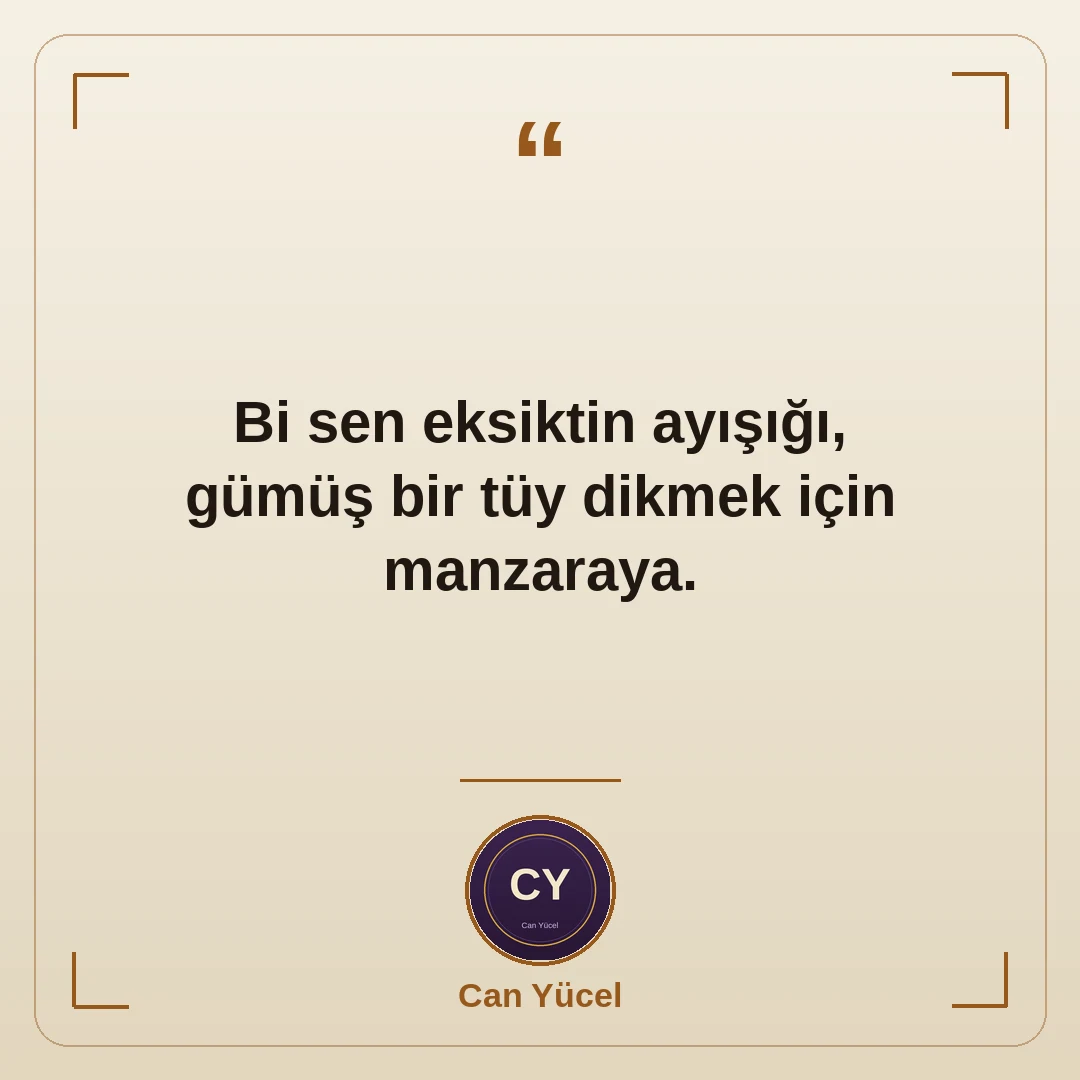 Bi sen eksiktin ayışığı, gümüş bir tüy dikmek için manzaraya.