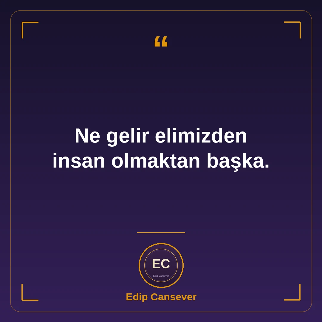 Ne gelir elimizden insan olmaktan başka.