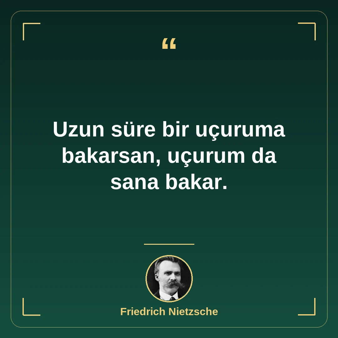 Uzun süre bir uçuruma bakarsan, uçurum da sana bakar.
