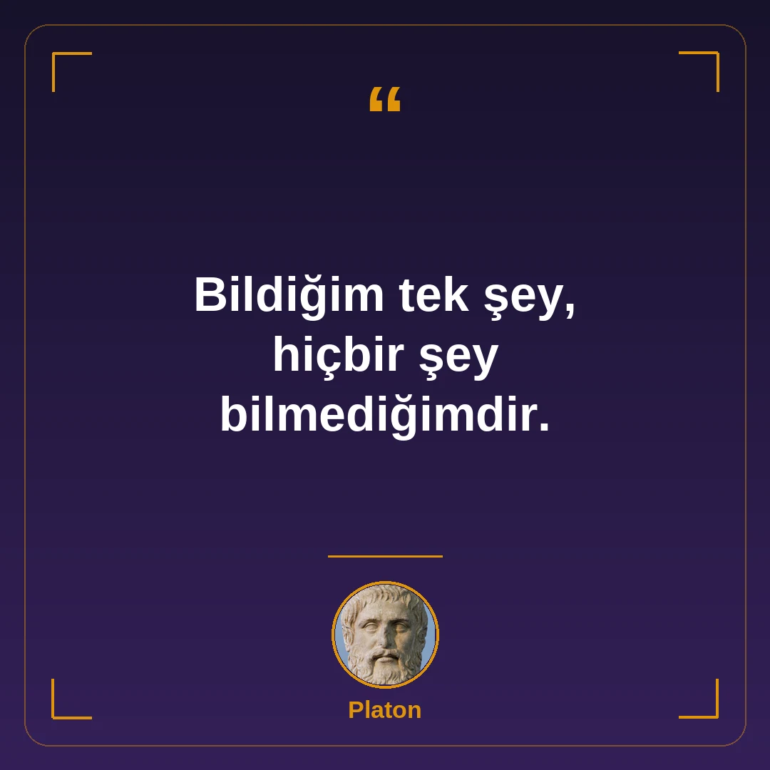 Bildiğim tek şey, hiçbir şey bilmediğimdir.