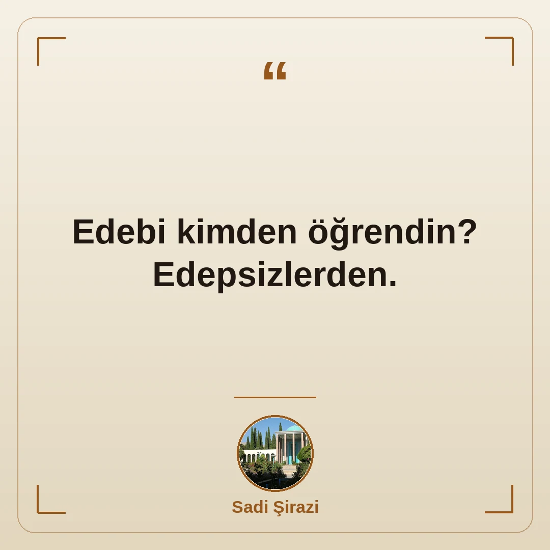 Edebi kimden öğrendin? Edepsizlerden.