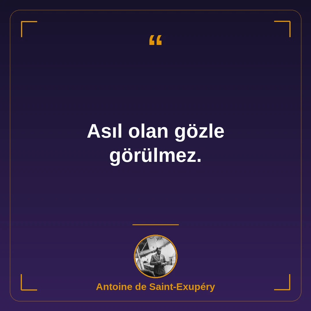 Asıl olan gözle görülmez.
