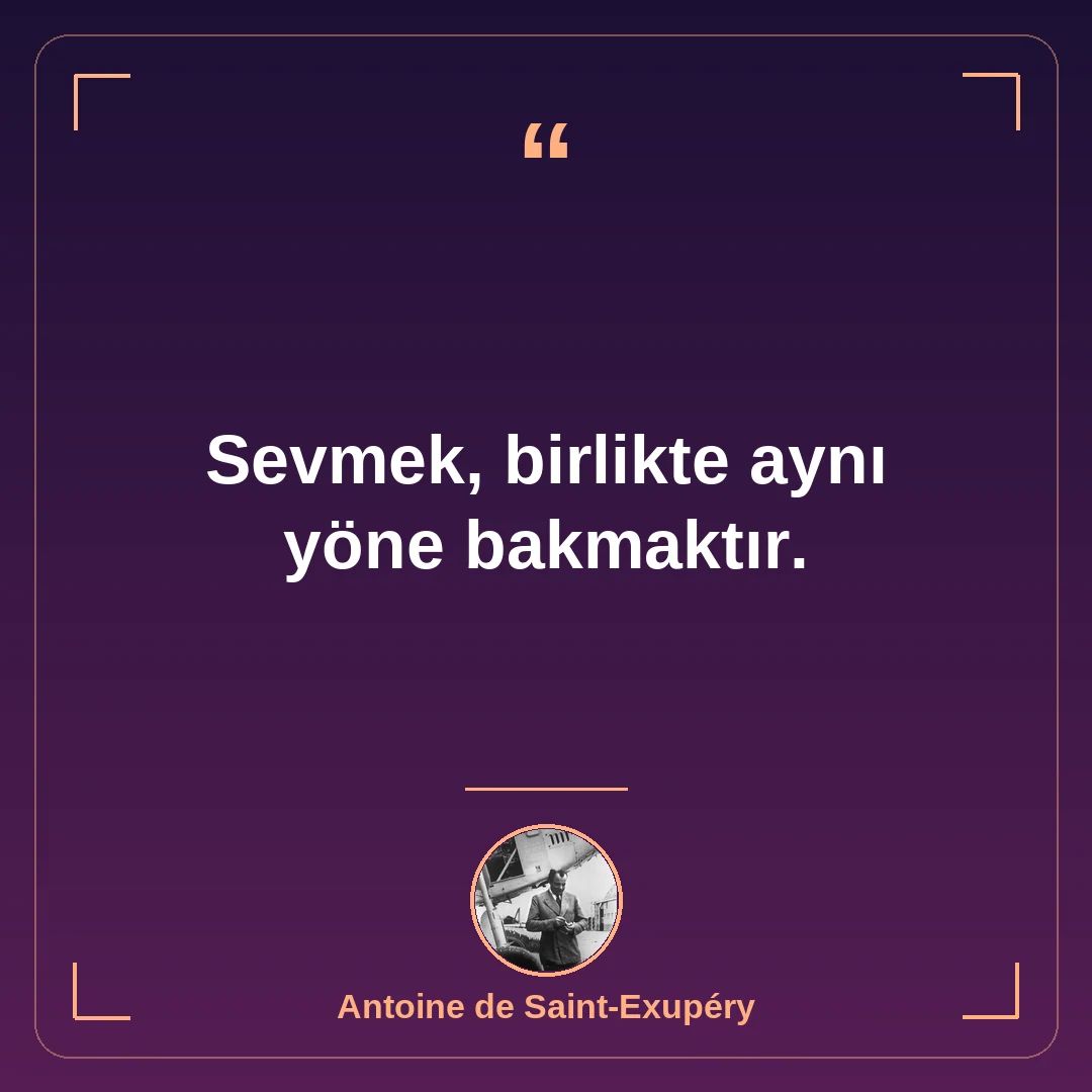 Sevmek, birlikte aynı yöne bakmaktır.