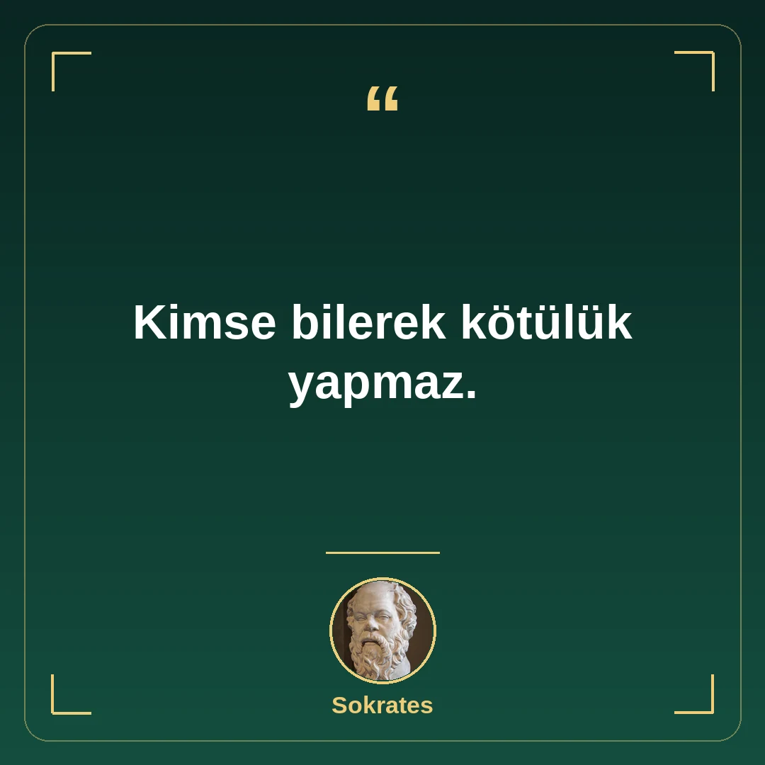 Kimse bilerek kötülük yapmaz.