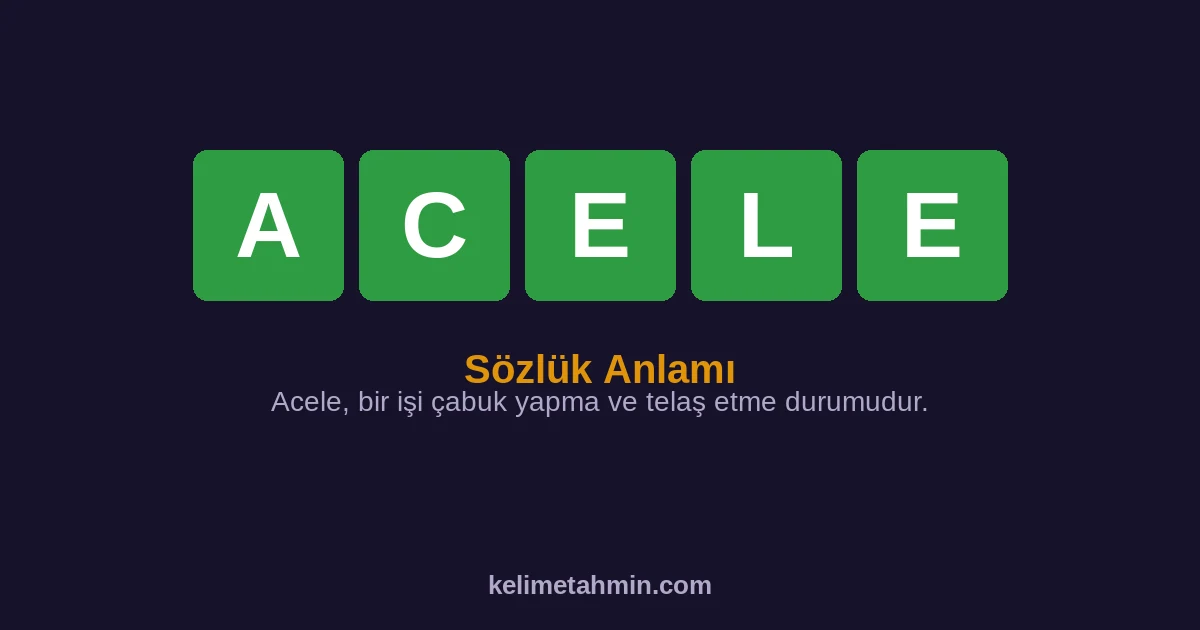 ACELE ACELE — anlamı ve örnek cümleler