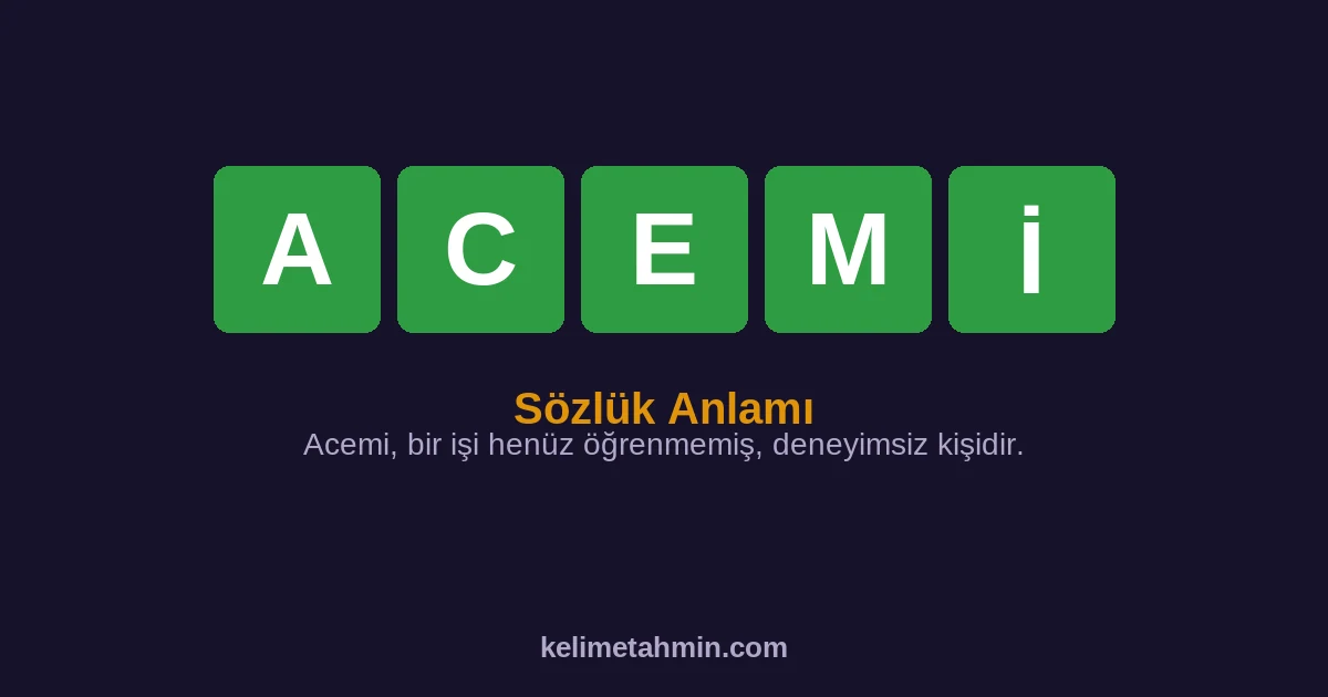 ACEMİ ACEMİ — anlamı ve örnek cümleler