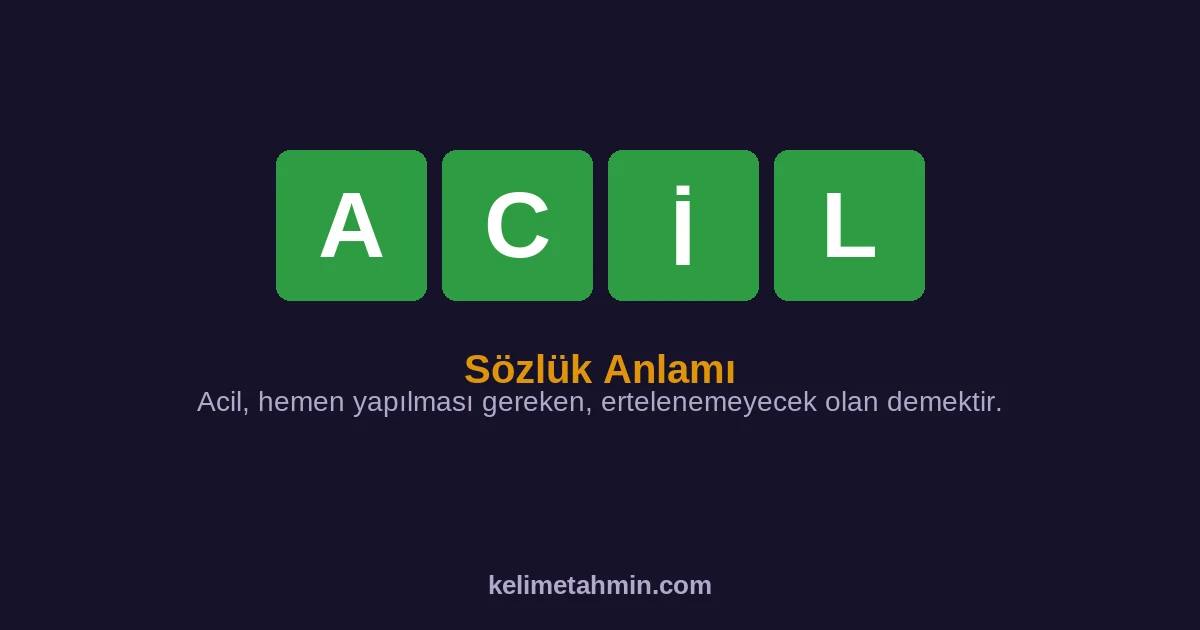 ACİL ACİL — anlamı ve örnek cümleler