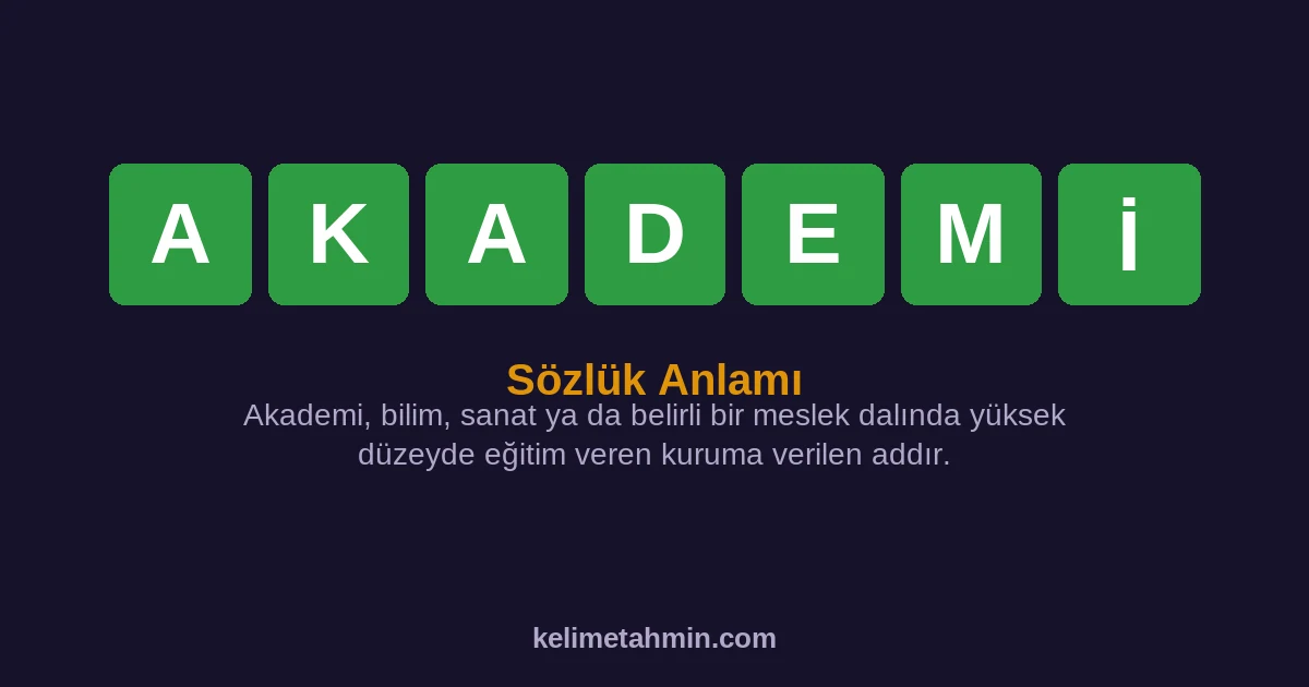 AKADEMİ AKADEMİ — anlamı ve örnek cümleler