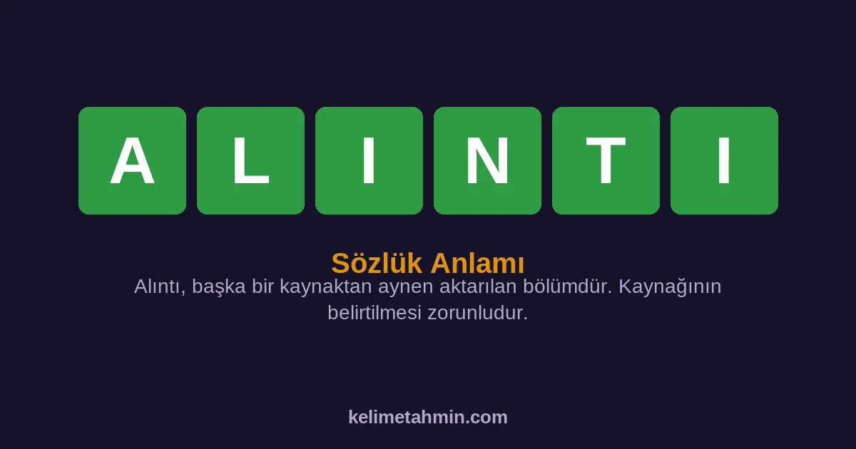 ALINTI ALINTI — anlamı ve örnek cümleler