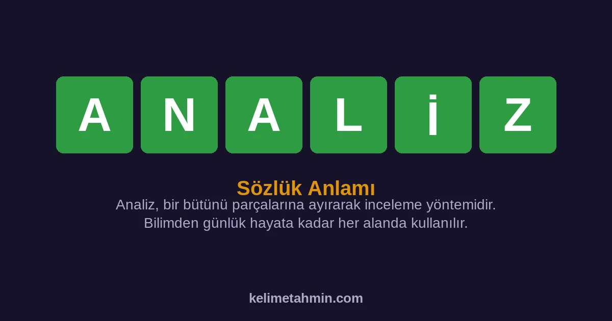 ANALİZ ANALİZ — anlamı ve örnek cümleler