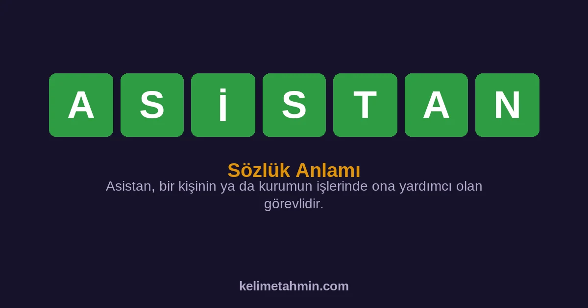 ASİSTAN ASİSTAN — anlamı ve örnek cümleler