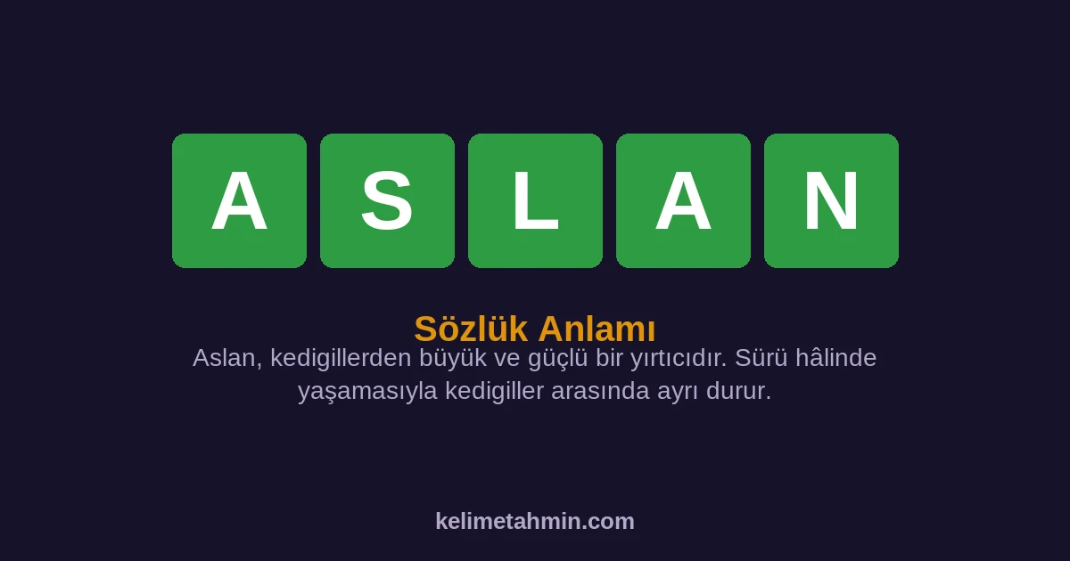 ASLAN ASLAN — anlamı ve örnek cümleler