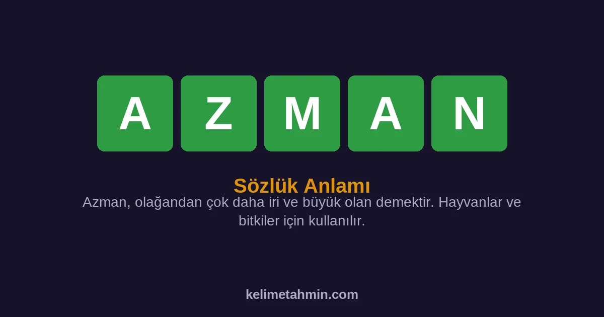 AZMAN AZMAN — anlamı ve örnek cümleler
