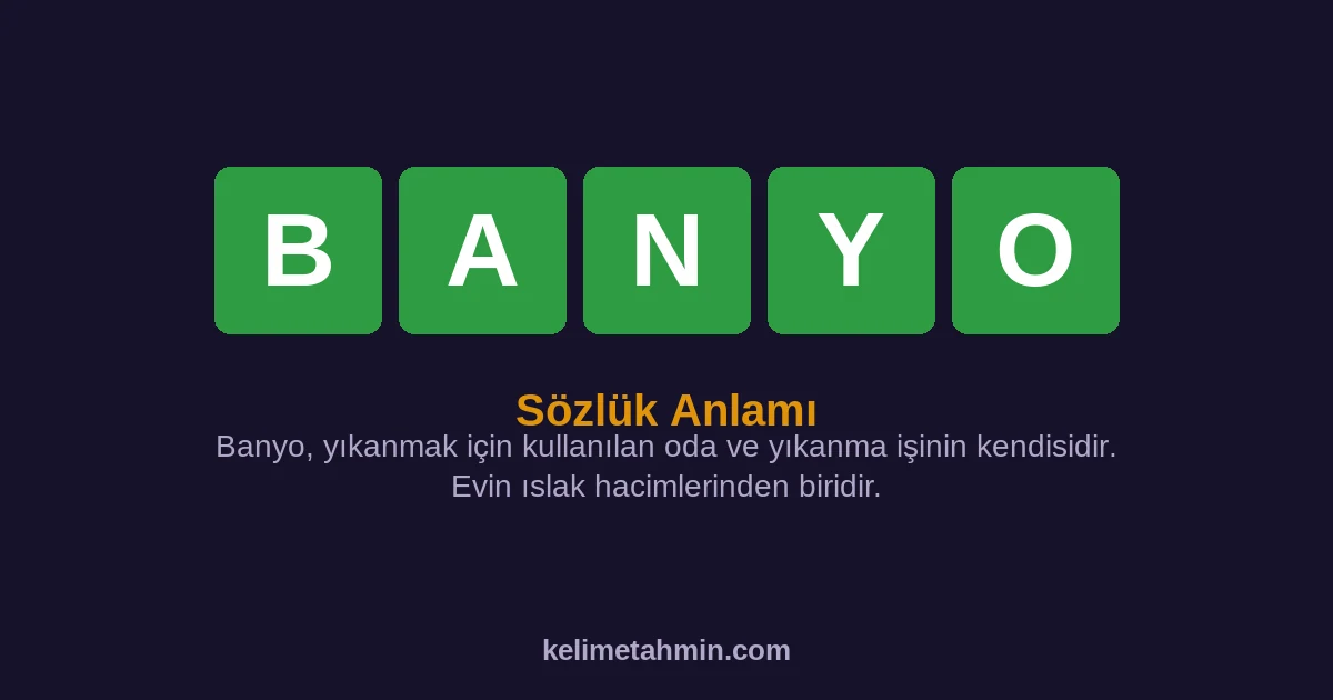 BANYO BANYO — anlamı ve örnek cümleler