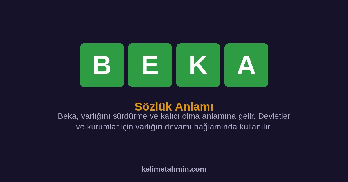 BEKA BEKA — anlamı ve örnek cümleler