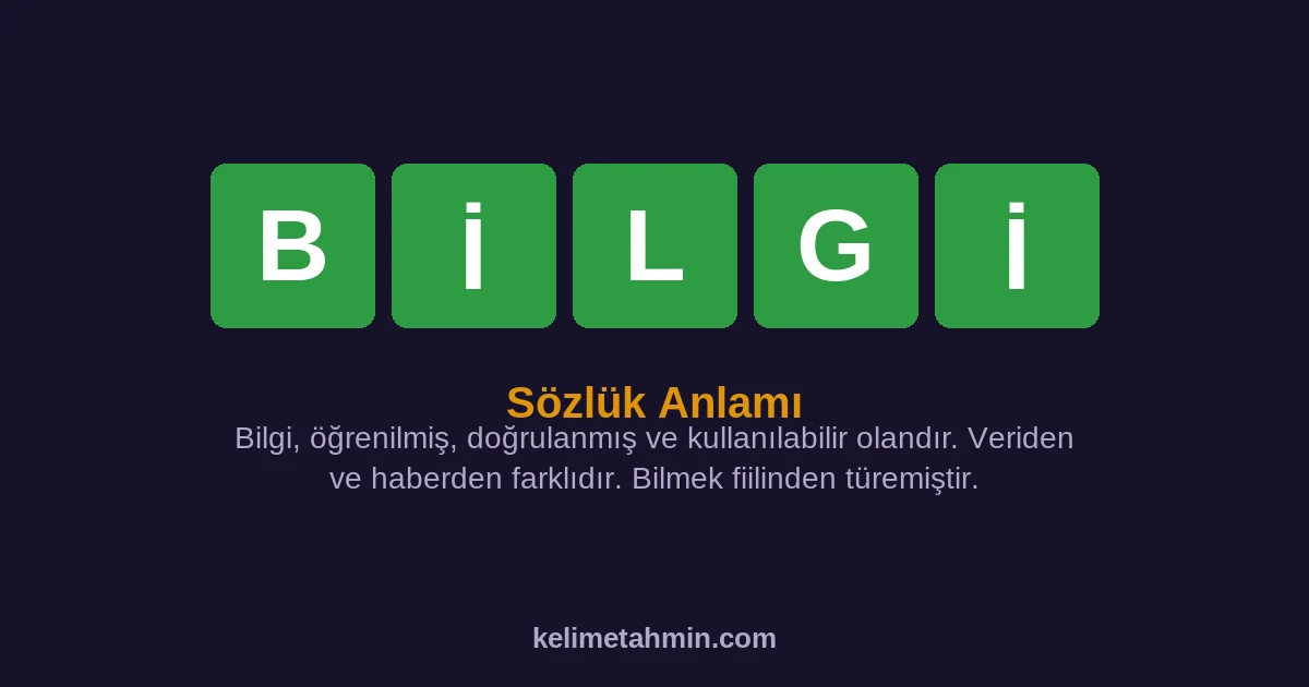BİLGİ BİLGİ — anlamı ve örnek cümleler