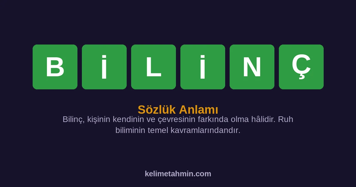 BİLİNÇ BİLİNÇ — anlamı ve örnek cümleler
