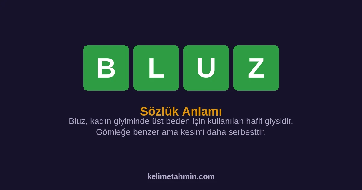 BLUZ BLUZ — anlamı ve örnek cümleler