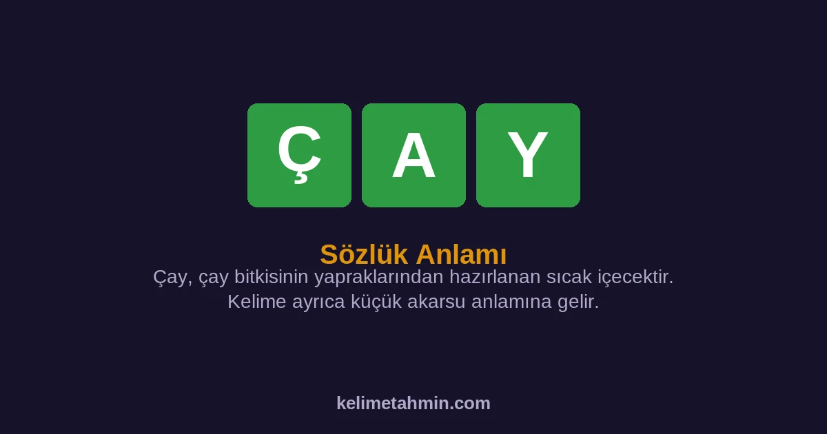 ÇAY ÇAY — anlamı ve örnek cümleler