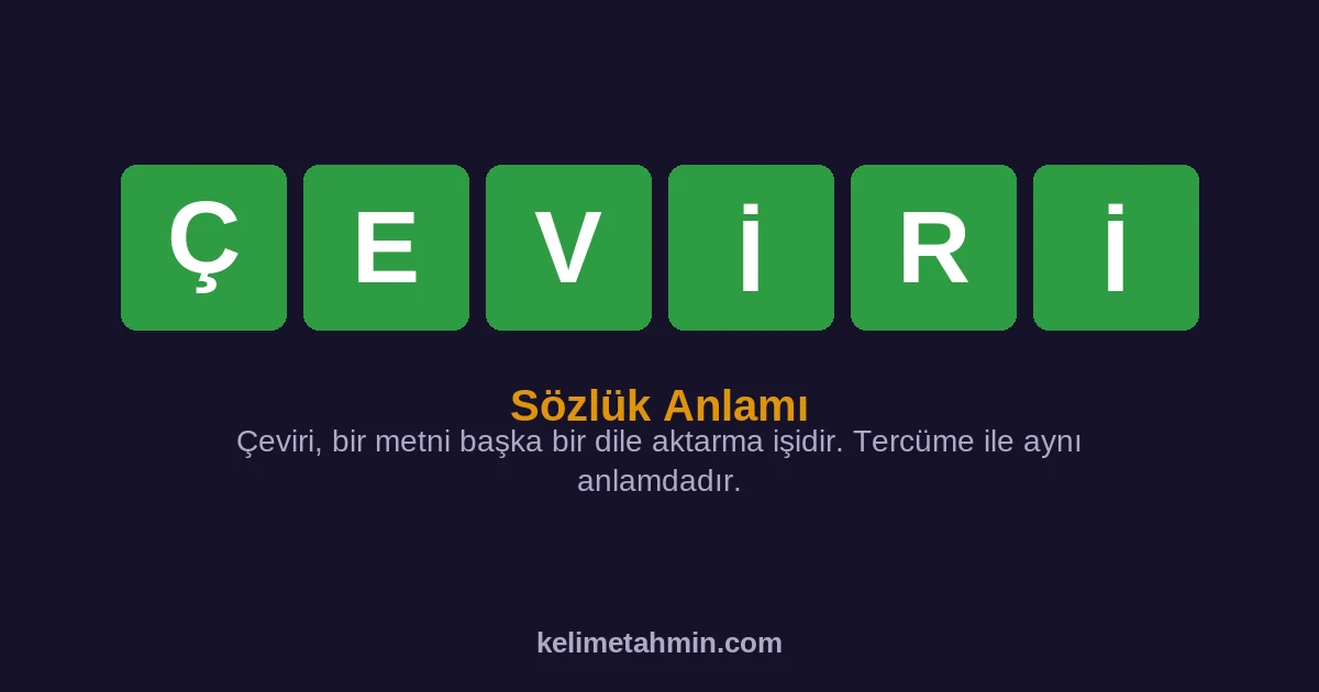 ÇEVİRİ ÇEVİRİ — anlamı ve örnek cümleler