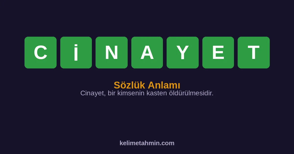 CİNAYET CİNAYET — anlamı ve örnek cümleler
