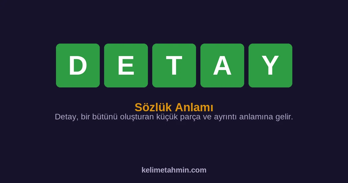 DETAY DETAY — anlamı ve örnek cümleler