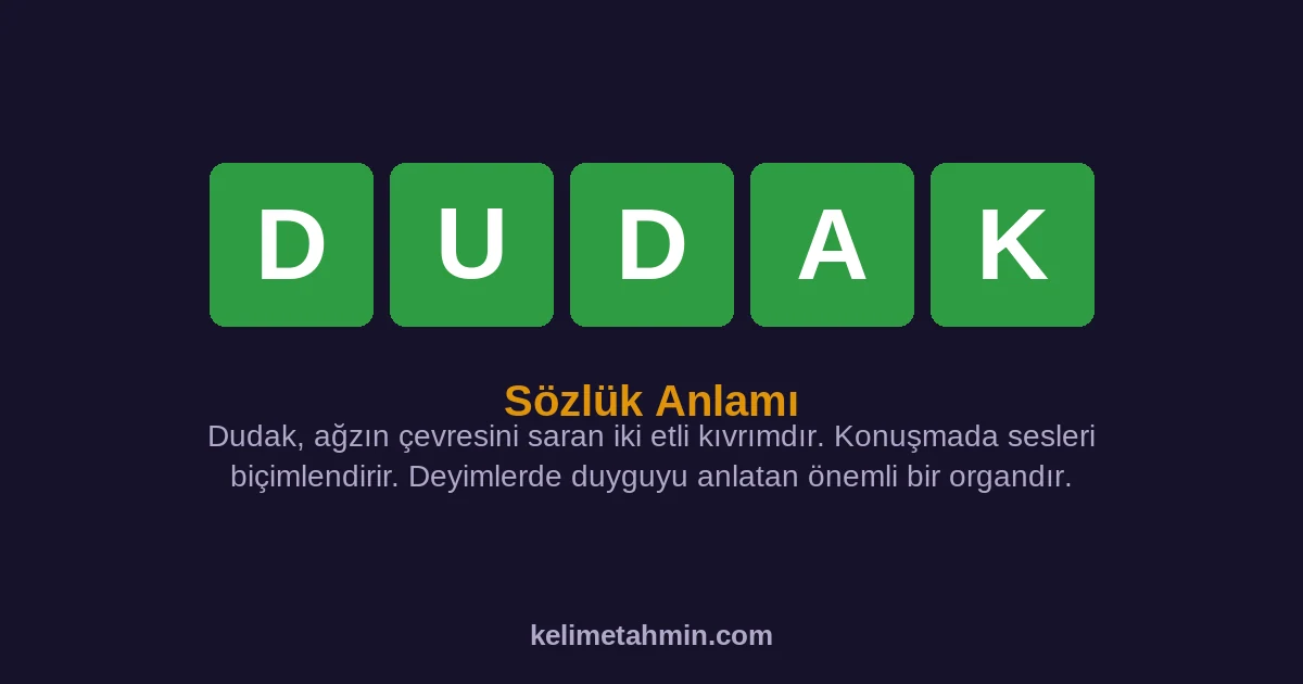 DUDAK DUDAK — anlamı ve örnek cümleler