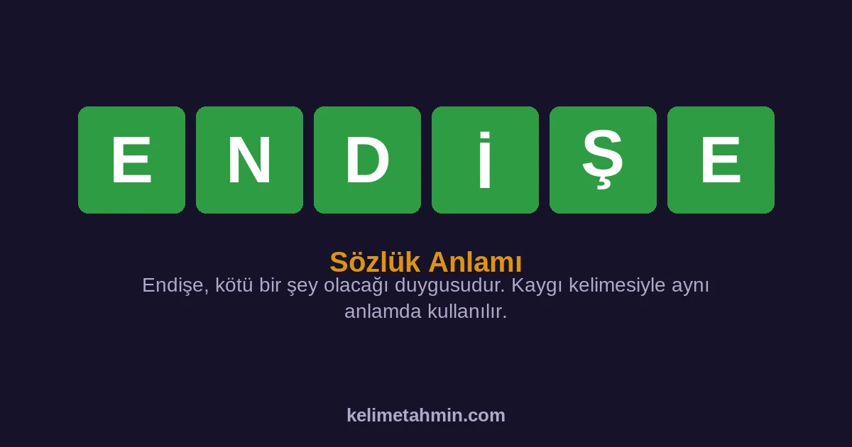 ENDİŞE ENDİŞE — anlamı ve örnek cümleler