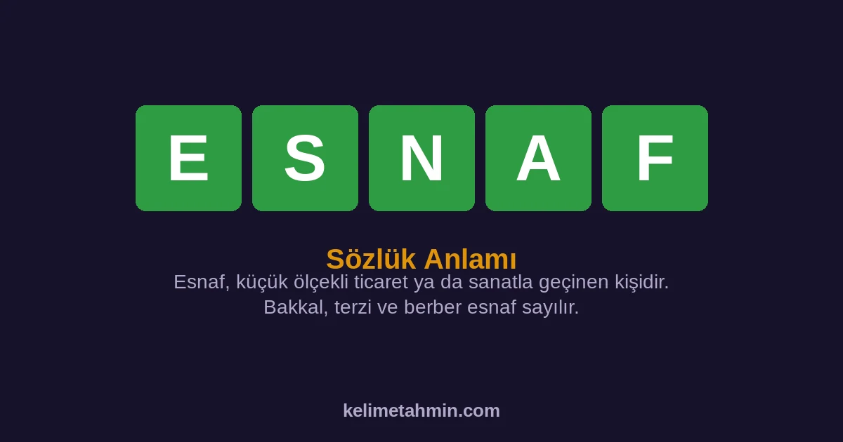 ESNAF ESNAF — anlamı ve örnek cümleler