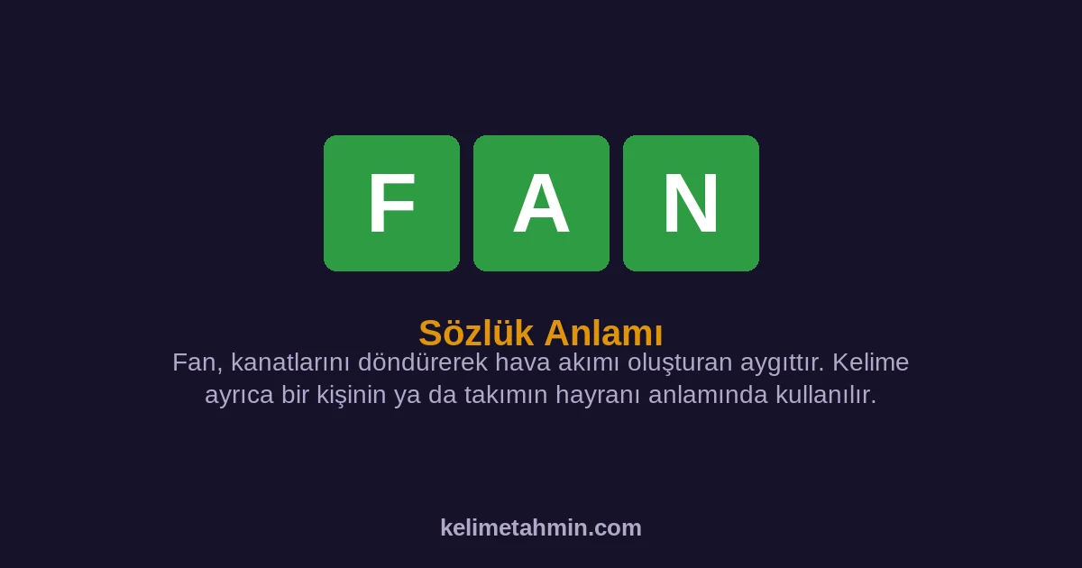 FAN FAN — anlamı ve örnek cümleler