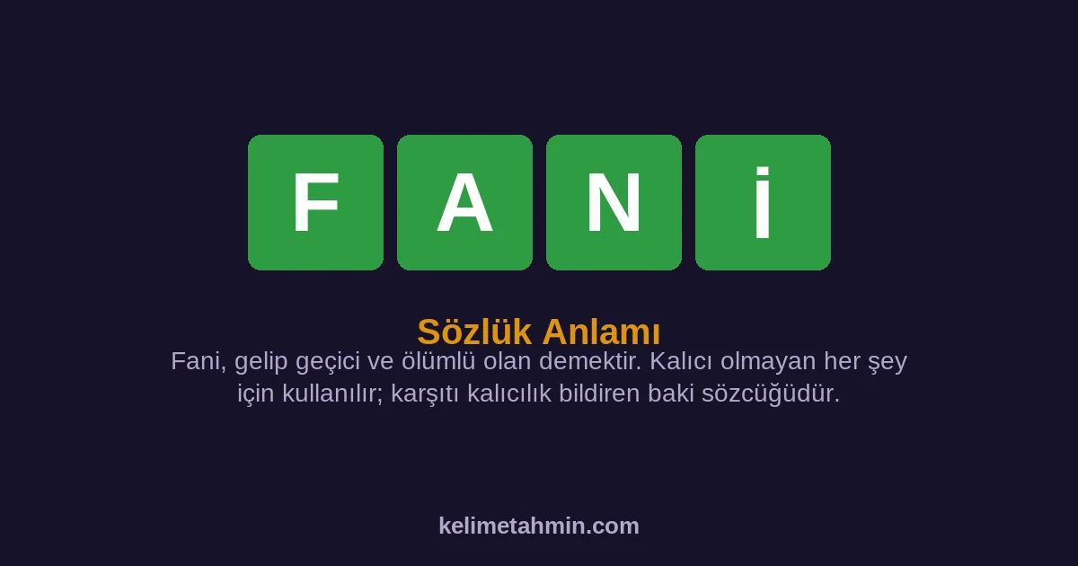 FANİ FANİ — anlamı ve örnek cümleler