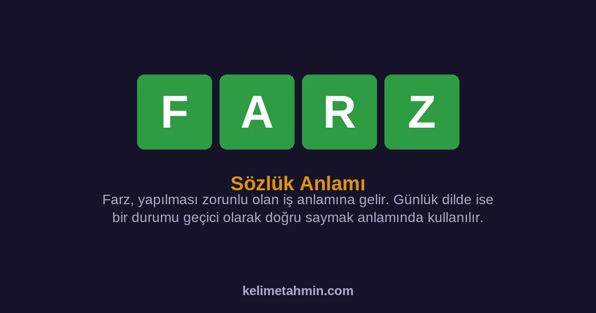 FARZ FARZ — anlamı ve örnek cümleler
