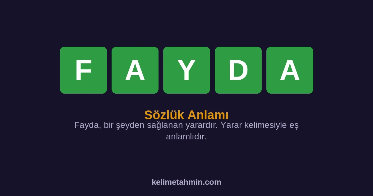 FAYDA FAYDA — anlamı ve örnek cümleler