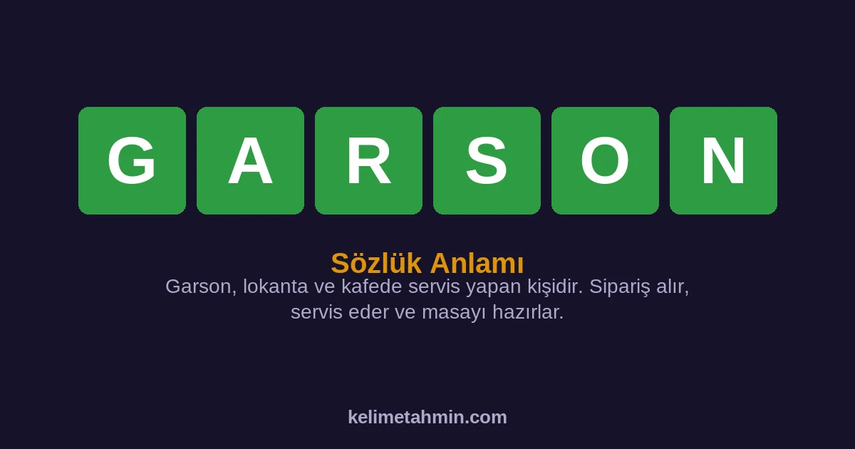 GARSON GARSON — anlamı ve örnek cümleler
