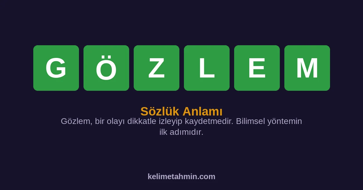 GÖZLEM GÖZLEM — anlamı ve örnek cümleler