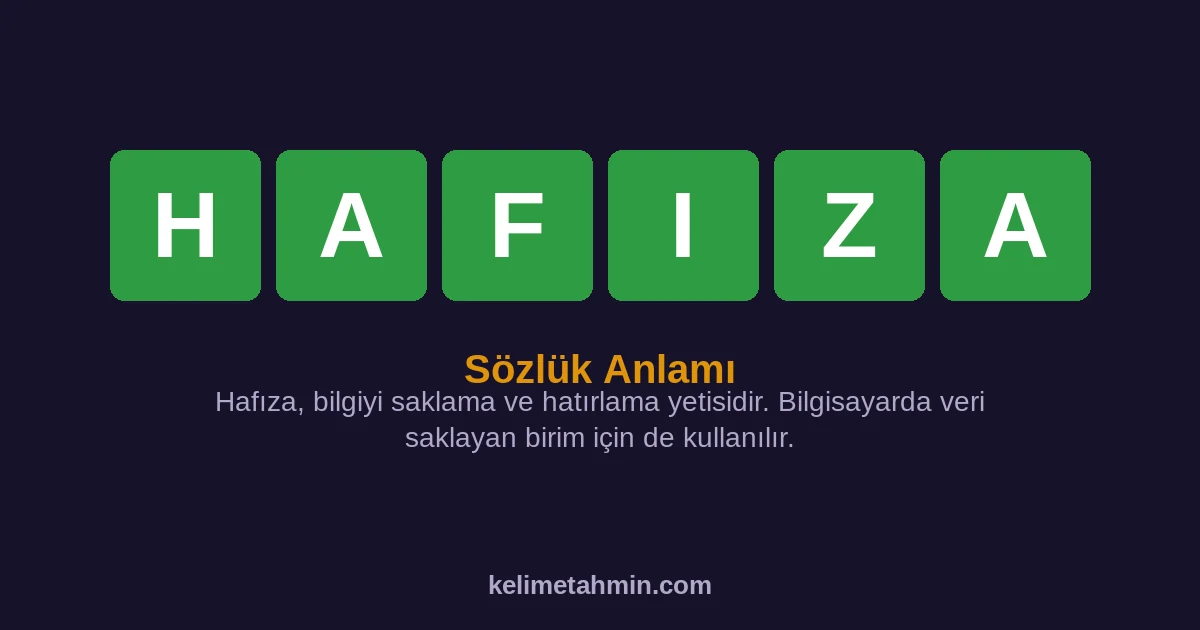 HAFIZA HAFIZA — anlamı ve örnek cümleler