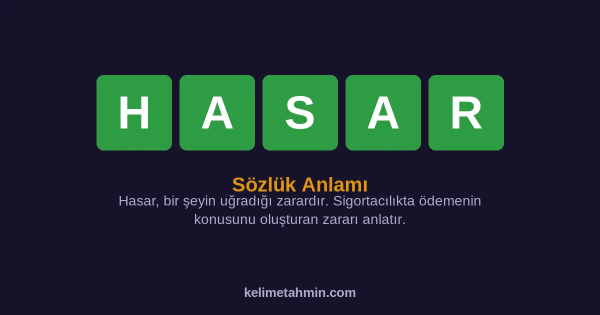 HASAR HASAR — anlamı ve örnek cümleler