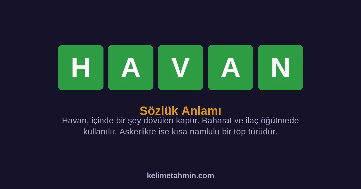 HAVAN HAVAN — anlamı ve örnek cümleler