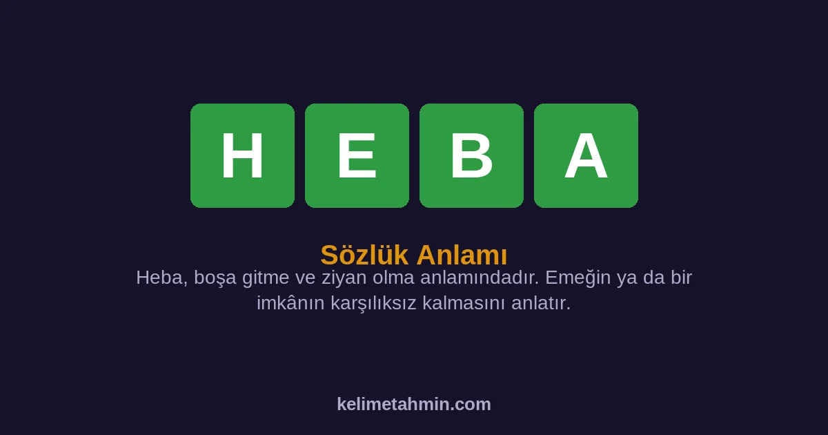 HEBA HEBA — anlamı ve örnek cümleler