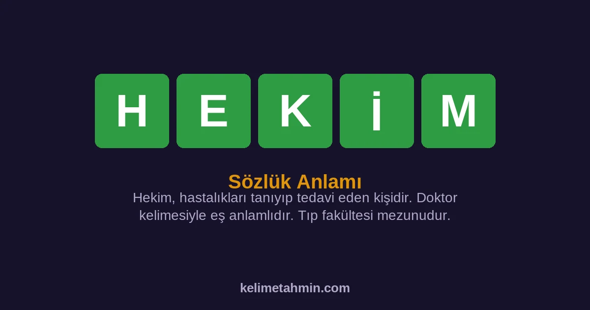 HEKİM HEKİM — anlamı ve örnek cümleler