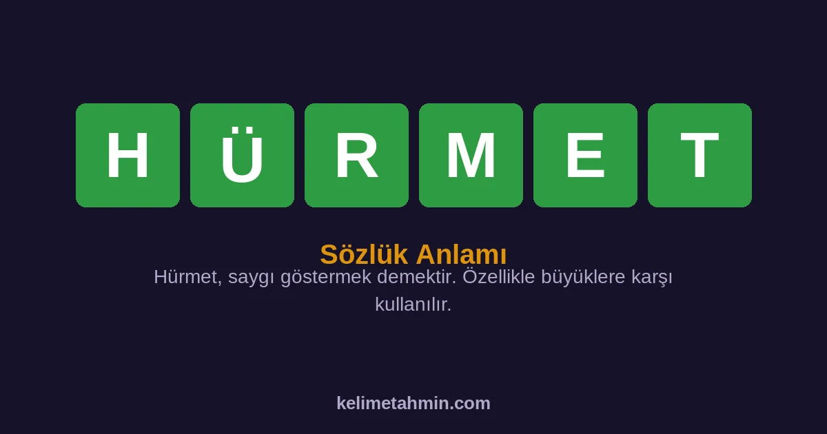 HÜRMET HÜRMET — anlamı ve örnek cümleler