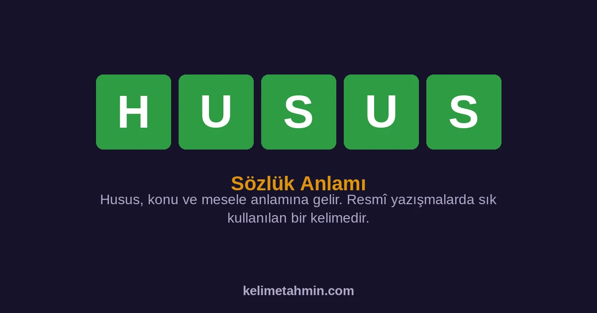 HUSUS HUSUS — anlamı ve örnek cümleler