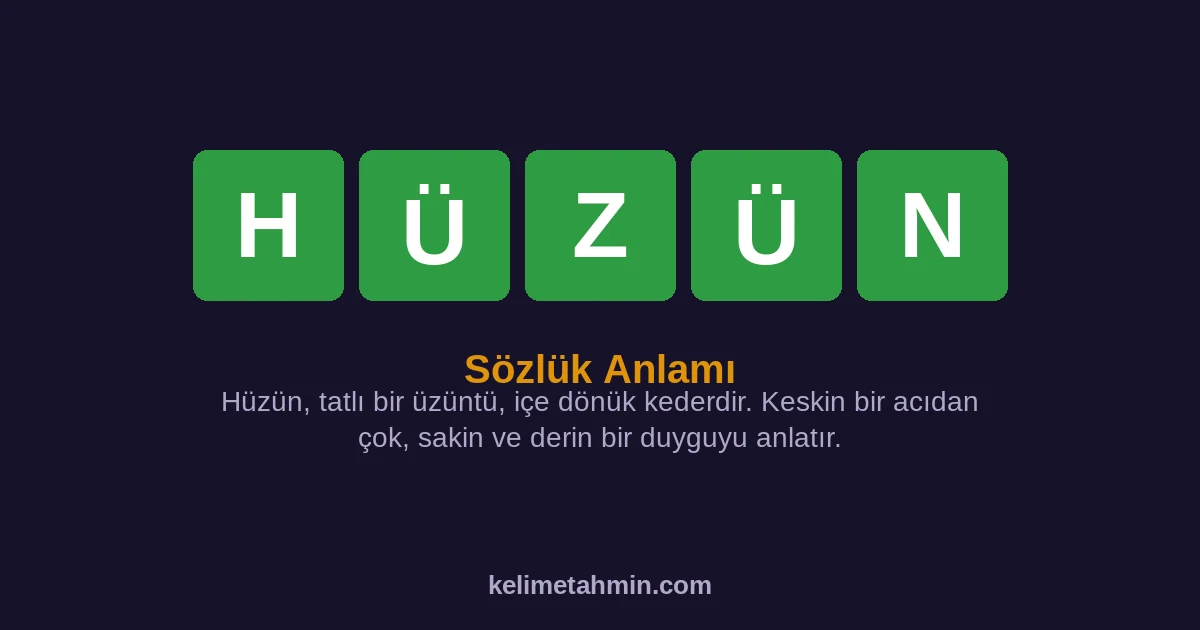 HÜZÜN HÜZÜN — anlamı ve örnek cümleler