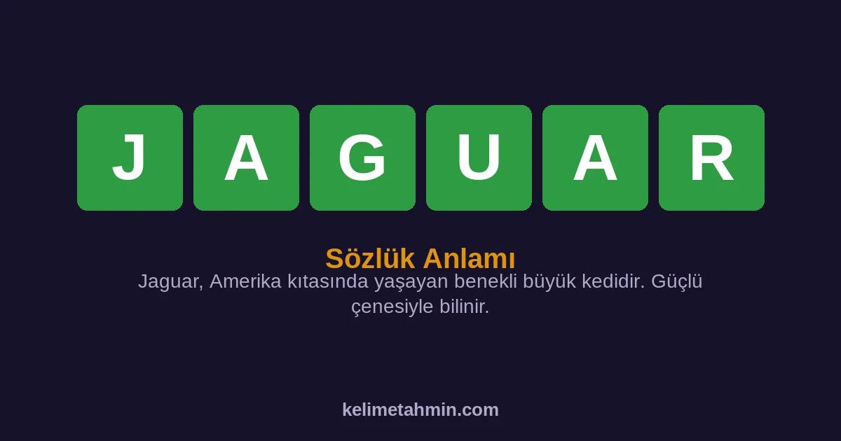 JAGUAR JAGUAR — anlamı ve örnek cümleler