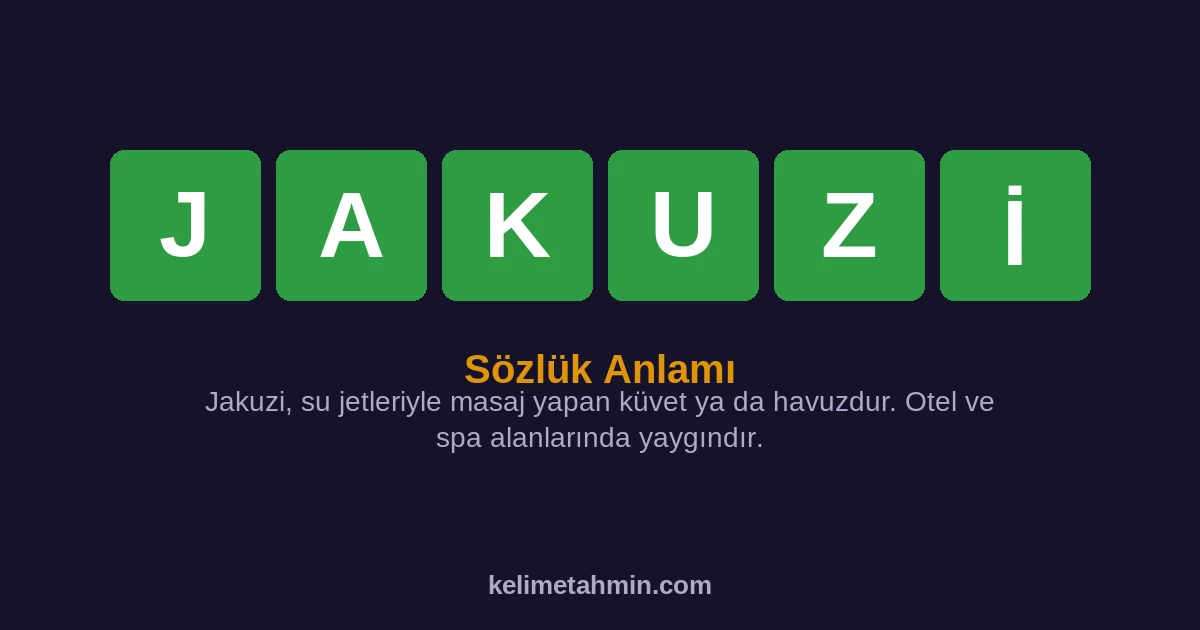 JAKUZİ JAKUZİ — anlamı ve örnek cümleler
