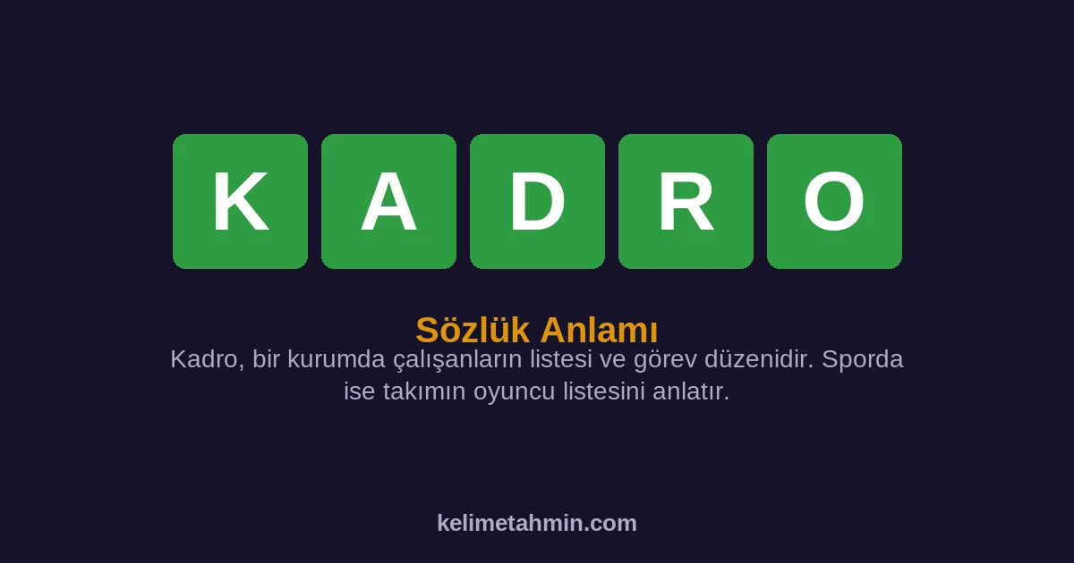 KADRO KADRO — anlamı ve örnek cümleler