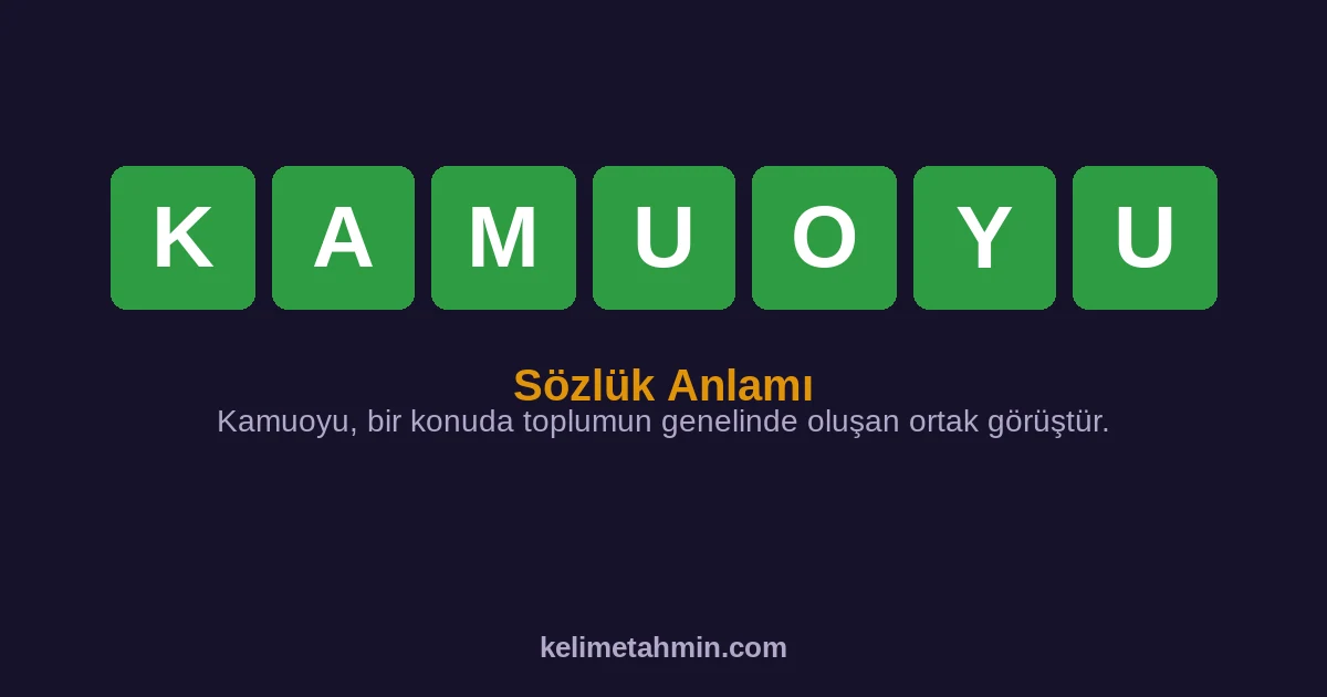 KAMUOYU KAMUOYU — anlamı ve örnek cümleler