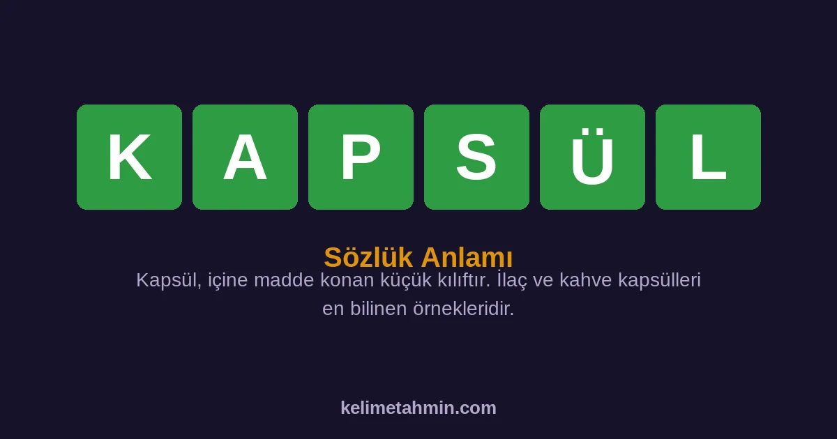 KAPSÜL KAPSÜL — anlamı ve örnek cümleler
